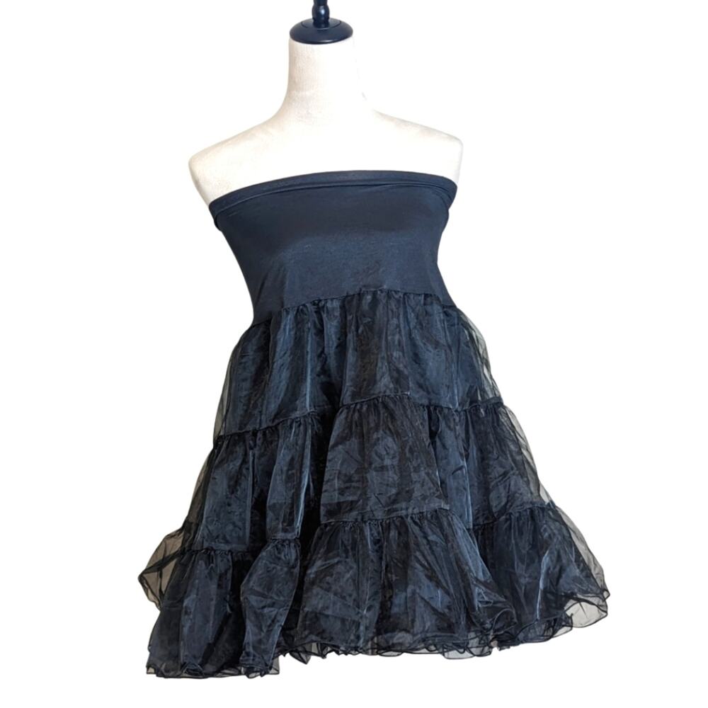 Black Crinoline Vintage Inspired Rockabilly Ruffle Tulle TuTu Skirt Women's M